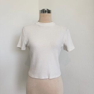 White Ribbed Crop Top